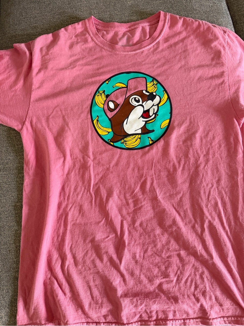 Pink Graphic Dog and Banana Short Sleeve Tee